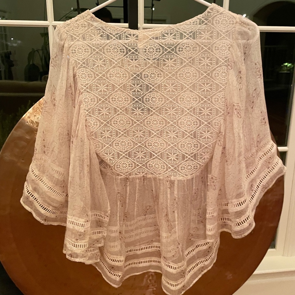 NWT Anthropologie Meadow Rue Aeris Silk Peasant Prairie Blouse Size XS - Picture 5 of 7